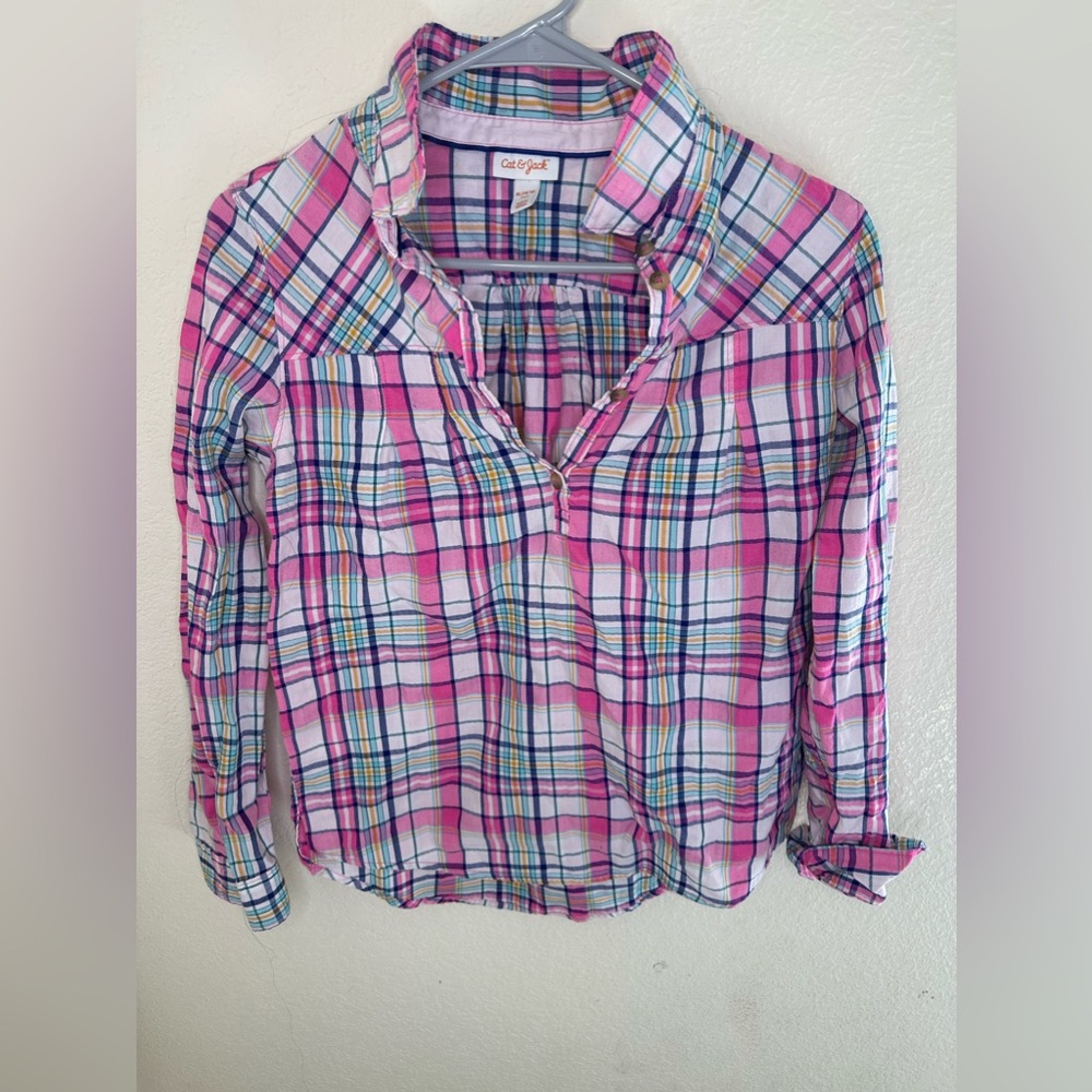 Plaid Button Up For Girls Size XL